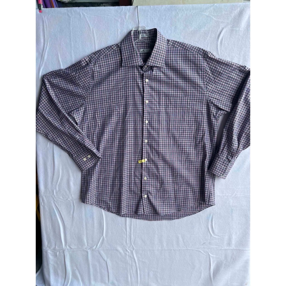 Peter Millar Mens XL‎ Pink Blue Plaid Cotton Stretch Button Down MF18W08CSL